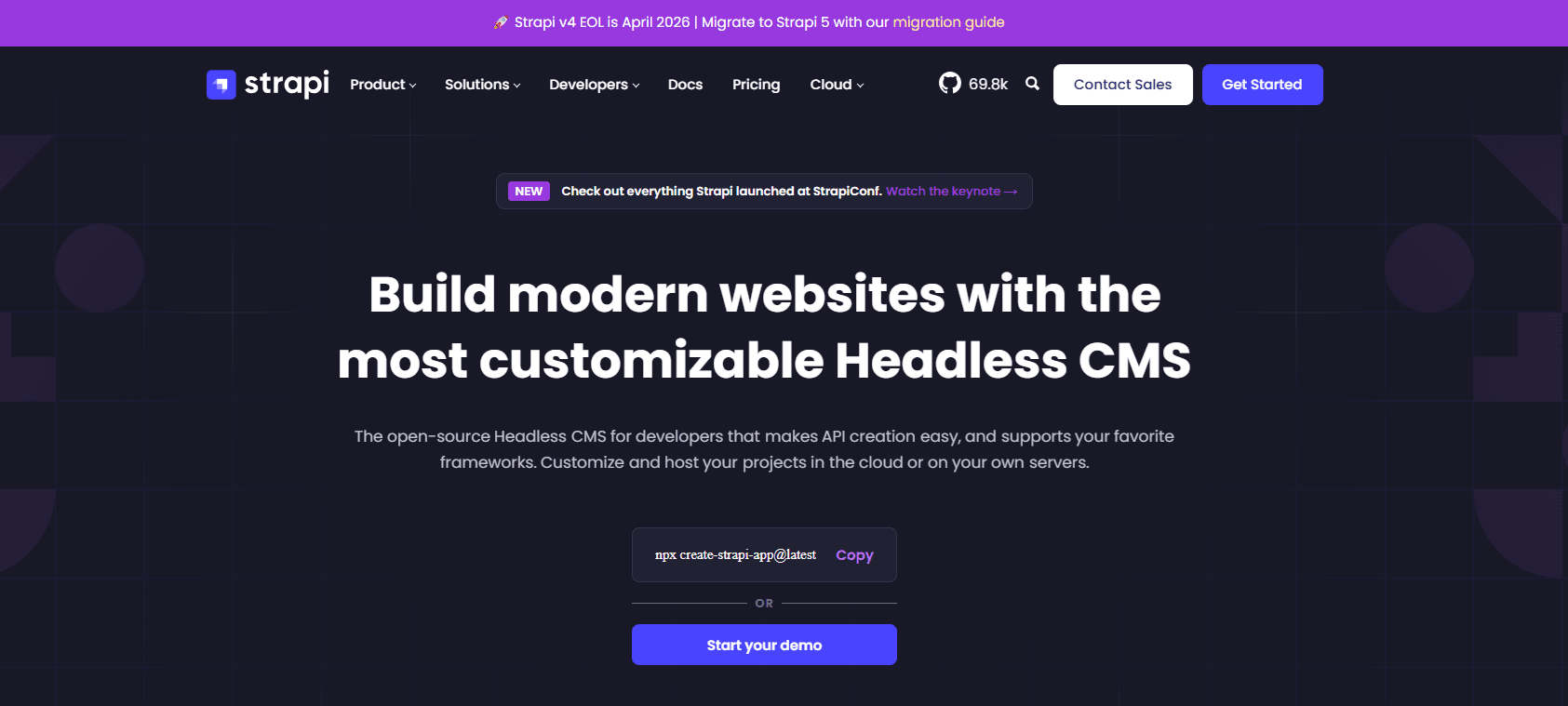 Headless website development with Strapi